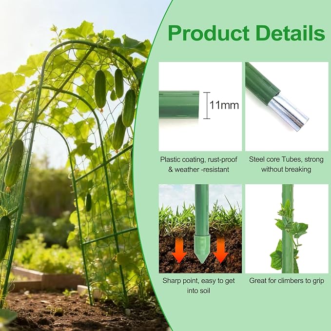 Cucumber Trellis for Raised Beds & Gardens - Sturdy Arch Trellis for Climbing Plants, Tomatoes, Peas & & Beans | Outdoor Vegetable Support for Vines (31.5" Lx30 W x47.2 H)