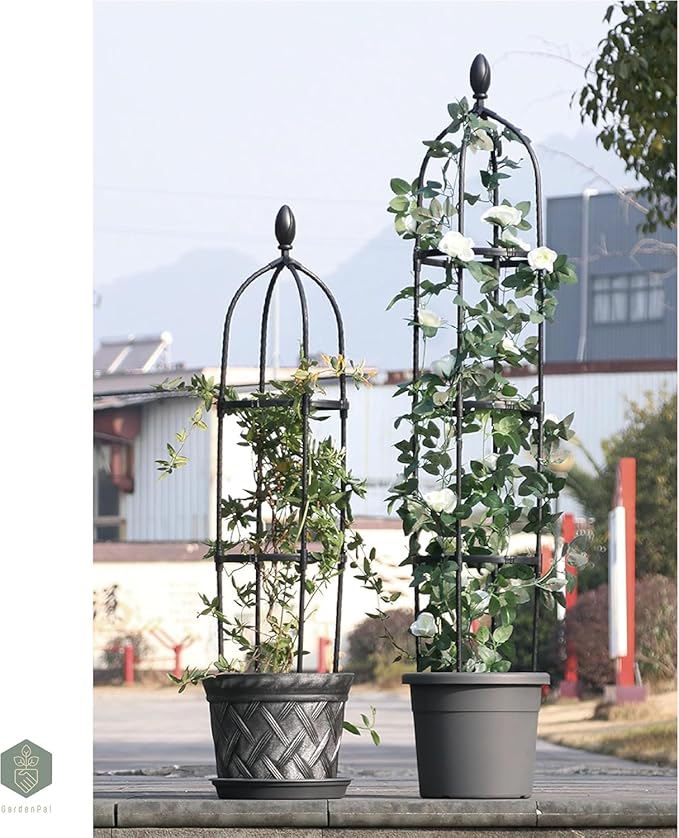 GardenPal Garden Obelisk Trellis, Tomato Cage and Plant Support for Climbing Plants, Potted Tall Plant Stakes for Vine Vegetable Flower Support Outdoor Indoor - 1 Pack