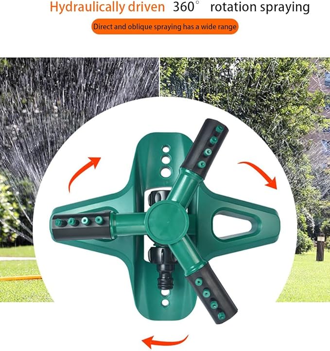 360° Rotating Garden Sprinkler for Yard Automatic Lawn Sprinkler for Large Area Coverage, Adjustable Watering System for Garden, Farm, and Grass Irrigation