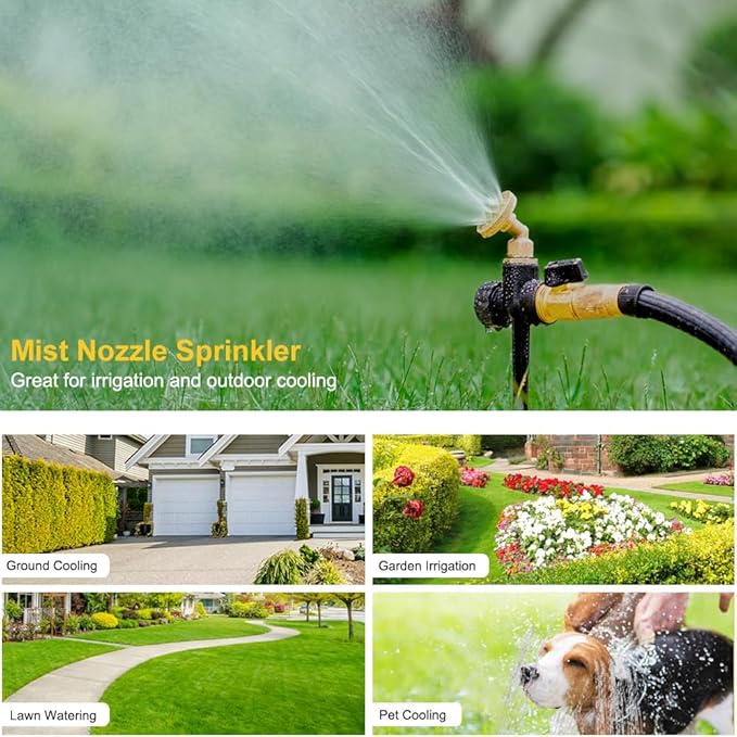FANHAO 2 Pack Lawn Sprinklers for Yard, Heavy Duty Metal Garden Water Sprinkler on Spike Base, Adjustable Brass Sprinkler Mist Nozzle Large Yard Area Watering for Lawn Grass Patio Garden Irrigation