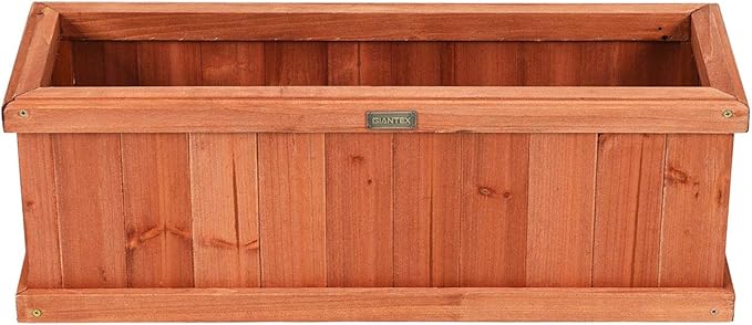 Giantex Raised Garden Bed Flower or Vegetable Planter Window Mounted Plant Box for Garden, Yard Wood Box for Planting (28"x10"x10")