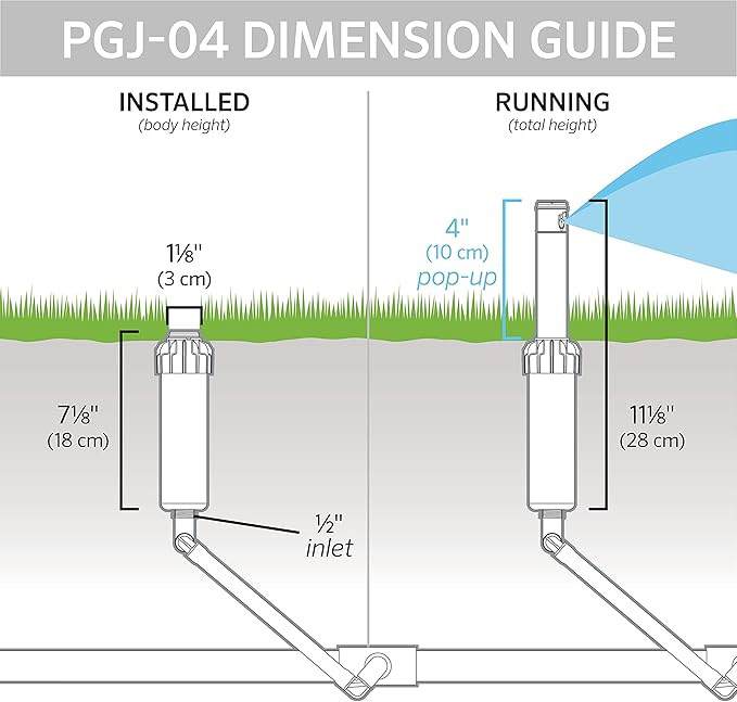 Hunter PGJ-04 ½" Rotor Sprinkler Head, 4" Pop-Up, Adjustable 40° to 360° Arc, 2.0 GPM Nozzle, Gear Driven, Water Efficient, High-Performance Lawn and Garden Irrigation System