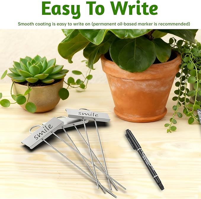 20 PCS Metal Plant Labels for Outdoor Garden Weatherproof, Reusable Metal Plant Markers, for Plants Herb Seedlings Flowers (Silver)