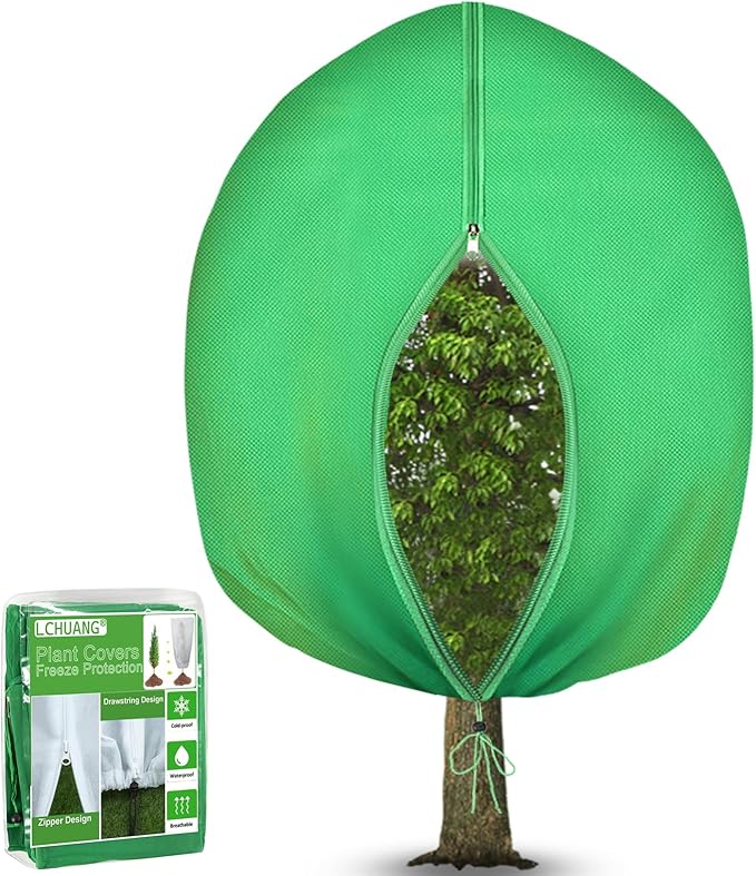 Winter Plant Covers Freeze Protection - 118" x 118" Extra Large Frost Blankets for Plants Tree Shrubs Cloth Anti-Freeze Protector Drawstring Bags Jacket for Outdoor Plants (3.2 oz/yd²)