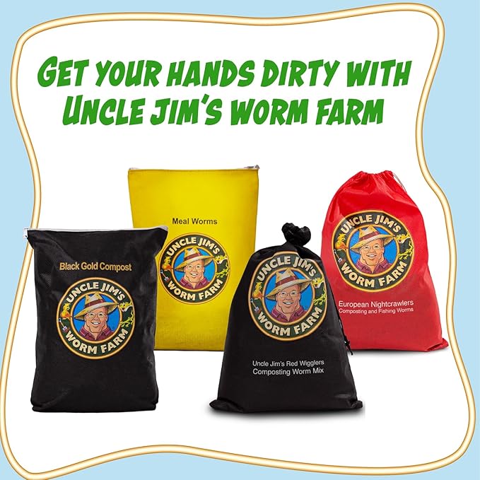 Uncle Jim's Worm Farm 2000 Count Red Wiggler Composting Worms Mix for Garden Soil or Fishing | Starter Pack of Compost Worms Improves Soil Structure and Quality for Healthier Gardens