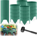 80 Pcs Planting Grow Rings, Diameter Range 8.2-15.7 Inches, Adjustable Interlocking Plant Support Rings with Mallet, Reusable Tree Watering Ring for Garden Root Irrigation (Green)