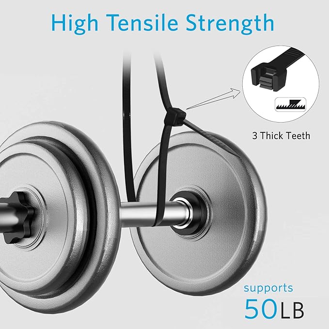 Zip Ties 12 inch (4000 Pack), Black, 50lbs Tensile Strength, UV Resistant Cable Ties for indoor and outdoor by Karoka