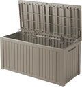 Outdoor Storage Box 180 Gallon Waterproof, Large Lockable Resin Deck Box Patio Storage Bin for Pool Accessories Cushion Furniture, Garden Tools, UV-Resistant Outside Delivery, Grey