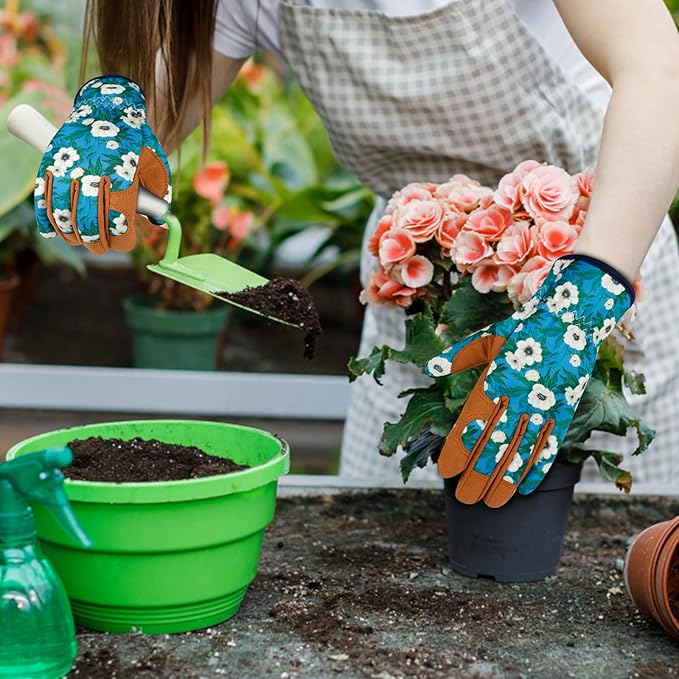 Leather Gardening Gloves for Women Thorn Proof Garden Gloves Touch Screen Working Gloves Gifts