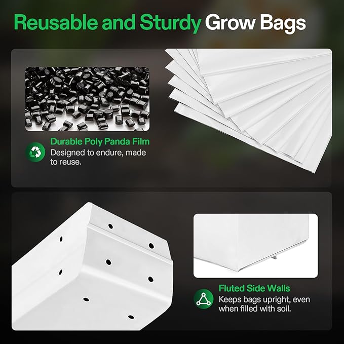 VIVOSUN 100-Pack 1 Gallon Grow Bags for Plants, Black-and-White Panda Film Containers Thick Plastic Bag for Potting Seedlings, and Rooting