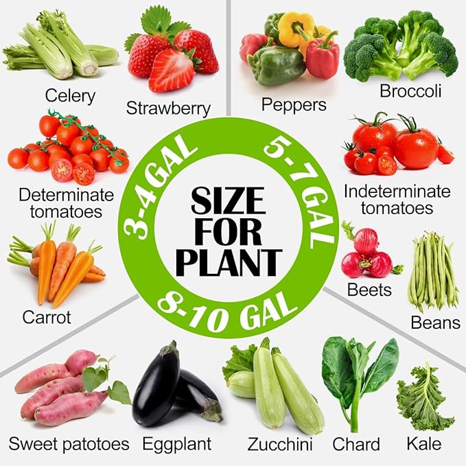 5 Gallon Grow Bags 6 Pack,Fabric Pots 5 Gallon for Healthy Plant Growth - Durable and Reusable Garden Bags to Grow Vegetables,Fruits,and Flowers