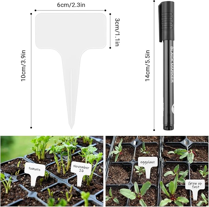 Greaner Plastic Plant Tags, 300 PCS Plant Markers for Outdoor Plants Waterproof, Plant Identification Stakes for Indoor Outdoor Plants, Vegetable Gardening Tags(White, 6x10cm)