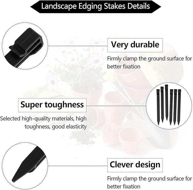 30 PCS Plastic Landscape Stakes, 10 Inch Plant Support Lawn Stake Heavy Duty for Landscaping and Garden