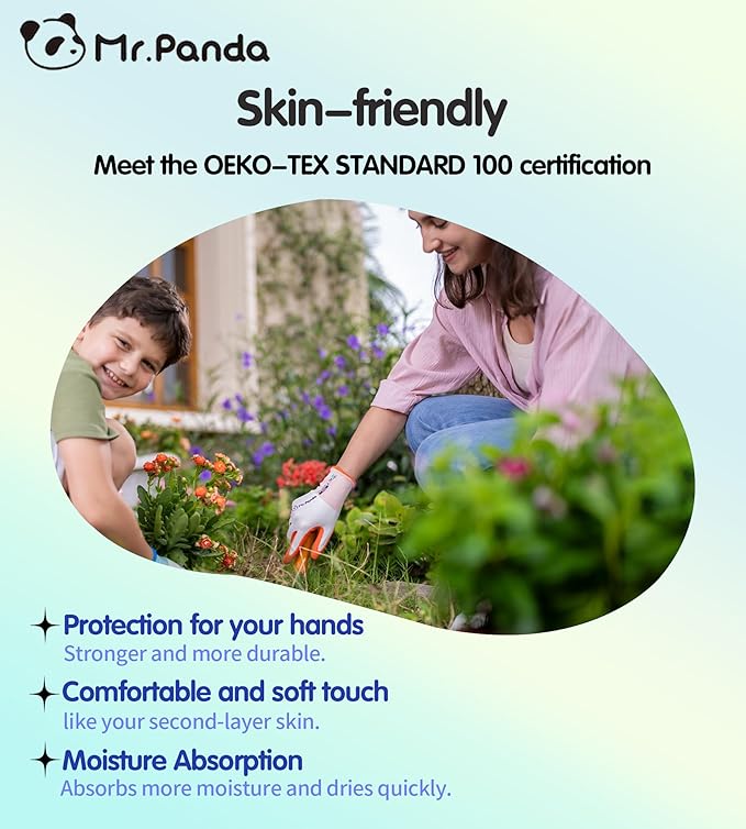 Mr.Panda 6 Pairs Skin-Friendly Gardening Gloves for Women, Latex Coated Garden Gloves, Ladies Outdoor Yard Work Gloves, Breathable, Blue & Red, Large