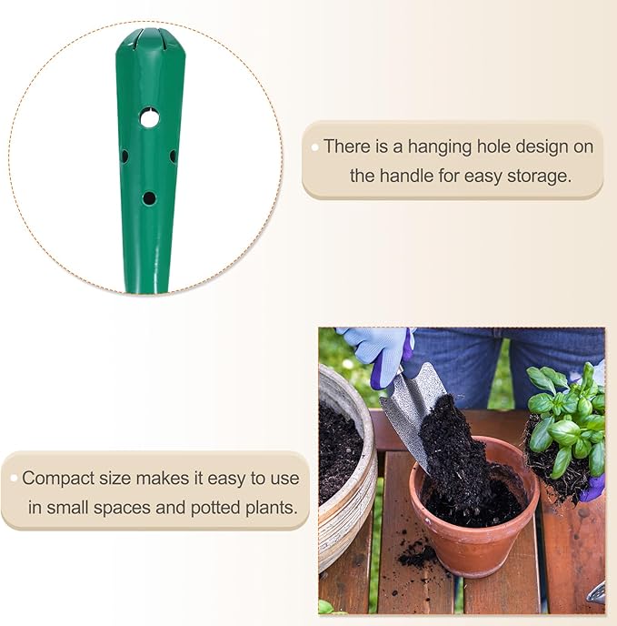 HARFINGTON 2pcs Mini Colorful Metal Hand Shovel 11" x 3" Digging Trowel Set Transplanting Garden Tools for Flower Soil Digging Planting Weeding Transplanting Garden, Green