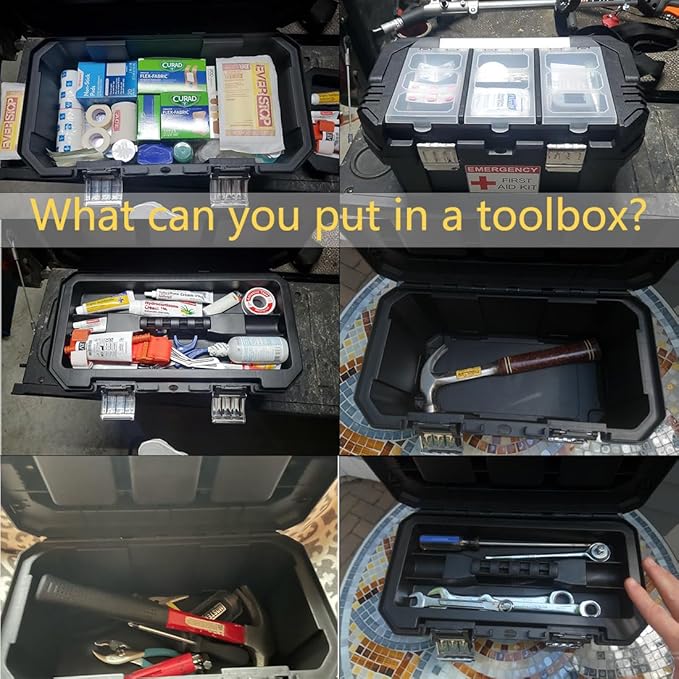 Anyyion 13 inch Small Tool Box with Removable Tray, Truly Strong and Durable For Hobby or Craft Storage Toolbox, (Internal Size:12.9"Lx6.1"Wx5.9"H)