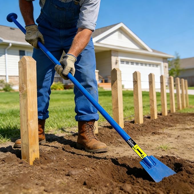 Moosefield 2-in-1 Post Hole Digging and Tamping Tool, 48" Dig Bar with Spade Blade and Round Tamper, Heavy-Duty Steel Fully Welded, Fence Post Digger Landscaping & Gardening