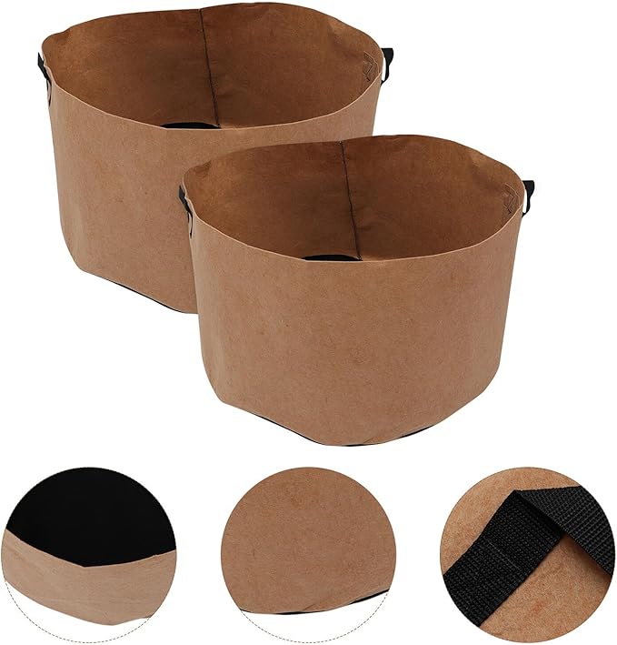 2 Pcs Breathable Non-Woven Plant Growing Bags with Handles 40 Gallon Round Grow Pouches for Outdoor Gardening and Vegetable Planting