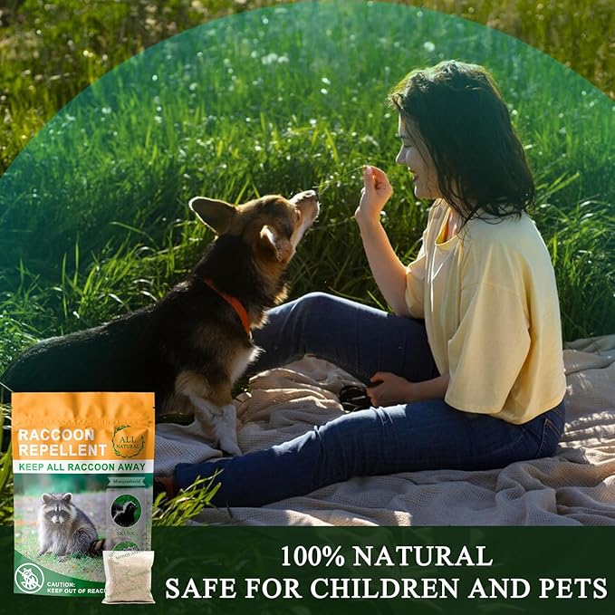 Natural Raccoon Repellent Granules | Eco-Friendly, Non-Toxic & Long-Lasting Protection with Garlic, Peppermint & Wintergreen Oils | Safe for Pets and Children |6-Pack (25g per Bag)