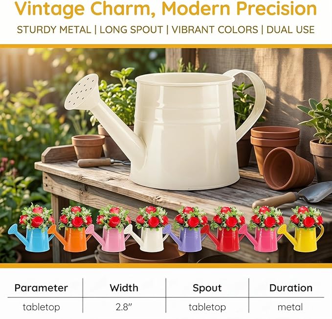 White Watering Can Metal, 1 Gallon Matte Galvanized Metal Watering Can, Vintage Sprinkling Tin Watering Can for Indoor Outdoor Plants, Flowers Garden Indoor Outdoor (Pink-2)