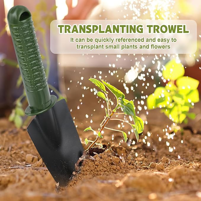 Garden Tool Set,4 Pieces Garden Tools Including Hand Shovel, Transplant Shovel,Weeder and Hand Rake with Non-Slip Handle, Idea for Transplanting, Weeding, Digging and Planting. Gardening Tools