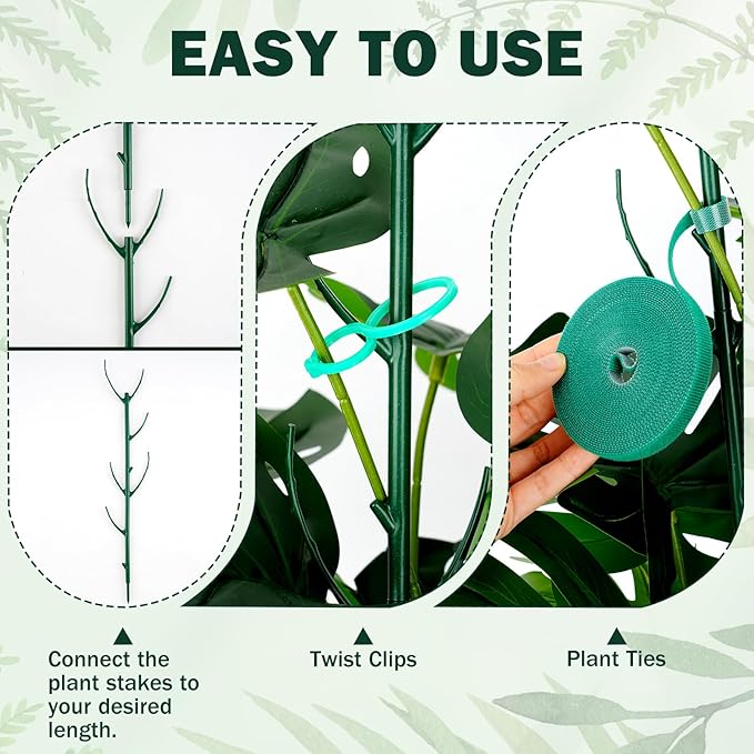16Pack Stackable Plant Support Stakes,Monstera Plant Support for Indoor Outdoor,Durable Trellis Garden Stakes for Climbing and Potted Plants Pothos, Philodendron Accessories