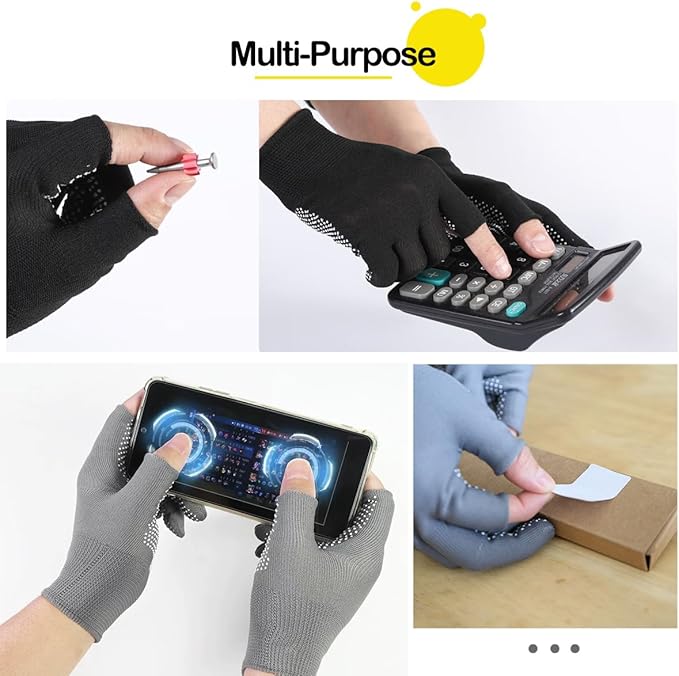 Open Finger Nylon Glove for Grafting/Budding/Bonsai. Lightweight 2 Half-Finger Slip Breathable Fingerless Garden Gloves for Garden Tools-2 Pairs