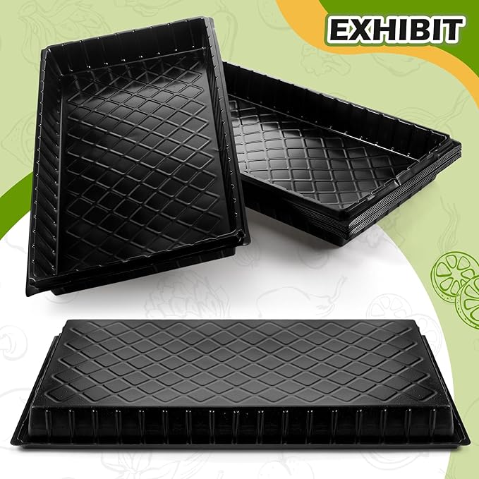 Yinder 20 Pcs Plant Seed Starting Trays, 1020 Trays No Holes and Cells Plug Trays with 100 Pcs Tags, Growing Trays for Nursery, Germination, Wheatgrass, Succulent, Microgreens and More (32 Cells)