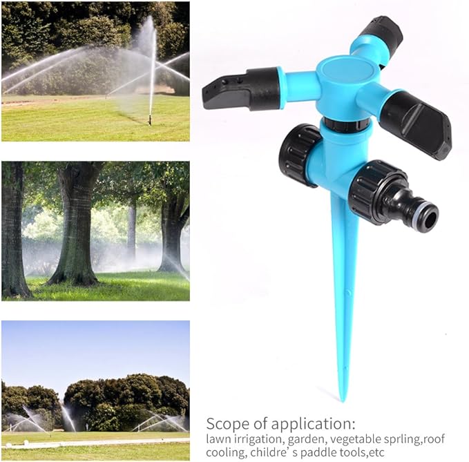 Garden Sprinkler, 360 Degree Rotating Lawn Sprinkler Large Area Coverage - Adjustable, Weighted Gardening Watering System