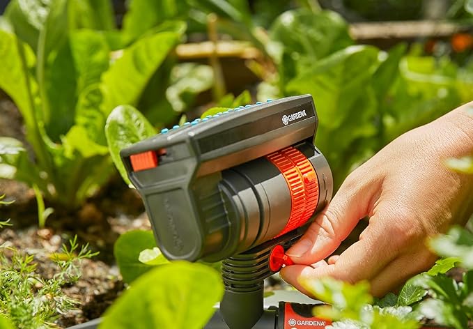 GARDENA 20575 | Up to 2300 sq ft - ZoomMaxx Adjustable Oscillating Sprinkler on Metal Step Spike for Watering Large Area Lawn with US Hose Threads, Yard and Garden. Gardena Quick Connects