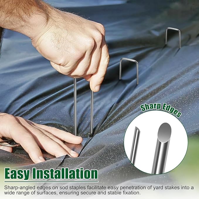OUPSAUI 10 Inch Galvanized Landscape Staples Stakes, 12/25/50/100/200pcs Garden Metal Stakes for Weed Barrier Fabric, Fence Stakes, Tent Stakes, Christmas Decorations (25pcs)