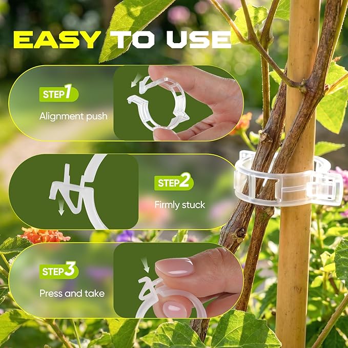 100pcs Tomato Clips for Climbing plants, Plastic Trellis Plant Support Clips for Garden, Reusable Clips for Supporting Grape Tomato Vine and Vegetables Plants to Grow Upright Makes Plants Healthier