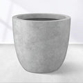 Kante 14 Inch Dia Round Concrete Planter, Indoor Outdoor Large Plant Pot with Drainage Hole and Rubber Plug for Home Patio Garden, Gray Concrete