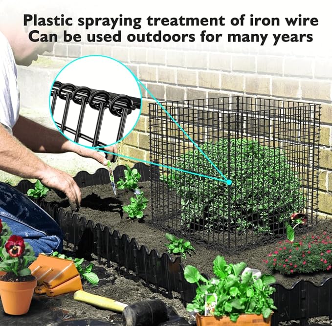 (4 Packs) Wire Plant Protector, 14.8" L x 14.8" W x 15.7" H Plant Protectors from Animals, Large Garden Plant Cage, Protect Plants, Shrubs and Vegetables from Rabbits, Heavy-Duty