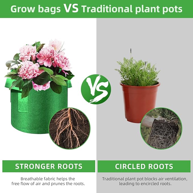 12 Pack 3 Gallon Plant Grow Bags, Thickened Nonwoven Fabric Pots with Handles, Vegetable Planter Bags Containers, Cloth Planters for Garden Vegetable/Flower/Plant/Fruits Outdoor (Green)