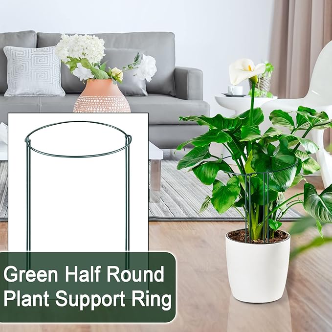 12 Pack Plant Support Stakes, Peony Cages and Supports Large 10" Wide x 24" High Tall Peony Ring Supports, Garden Plant Stakes for Outdoor Plants Rose, Tomato, Hydrangea, Flowers