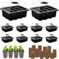 ZeeDix 10 Set Seed Starter Tray Kits, 10 Pack Seed Trays with 120 Pack Coco Coir Pellets, Adjustable Humidity Germination Tray with Dome Lids for Indoor Plants, Mini Greenhouse for Vegetables Garden
