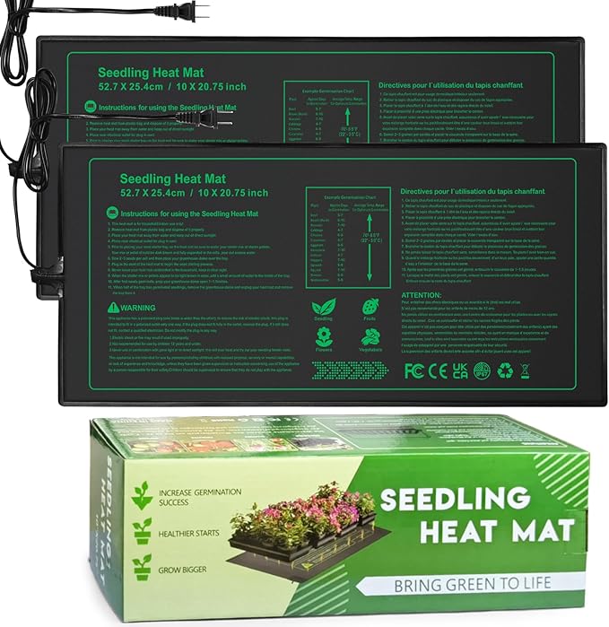 NAMOTEK Seedling Heat Mat, 10" x 20.75" Waterproof Plant Heating Mat, Warm Hydroponic Heating Pad for Indoor Home Gardening Seed Starter,Germination, Greenhouse