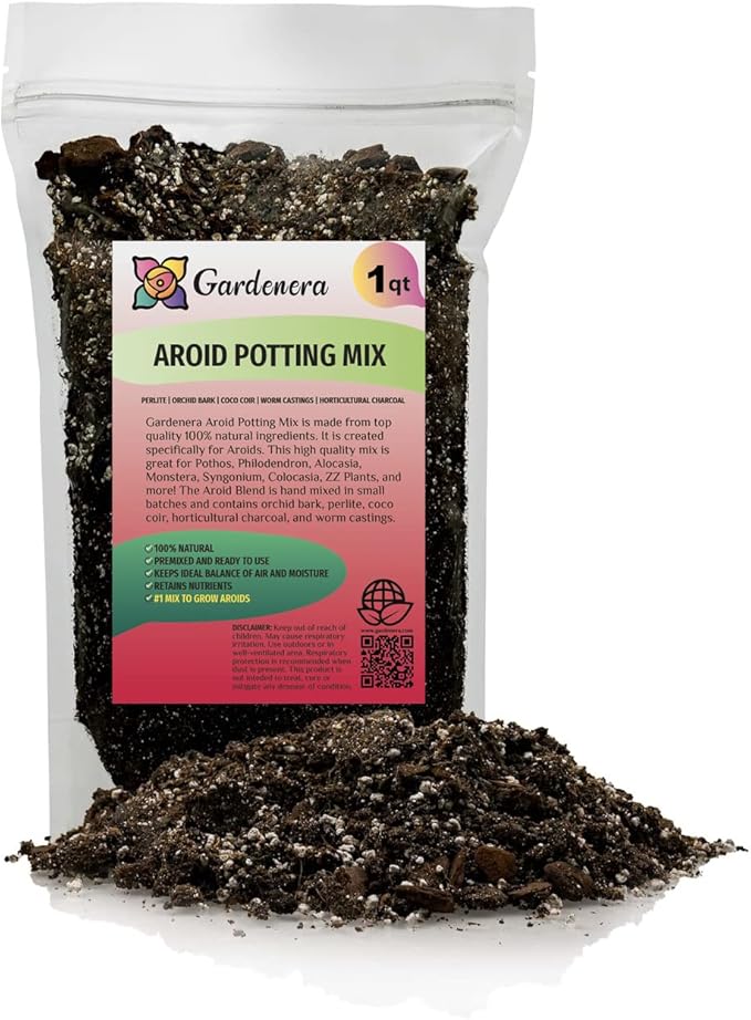 Gardenera Premium Aroid Potting Mix - 1 Quart - Soil Free Blend for Aroids - Growing Medium for House Plant