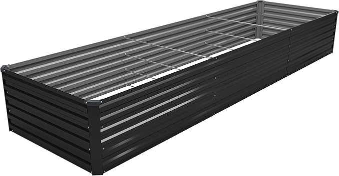MGNO 12x2x1.5FT Galvanized Raised Garden Bed-Outdoor Planter Box for Vegetables-Metal Garden Bed,RRectangle Planting Box for Herb,Flower,Black