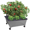 Emsco Group City Picker Raised Bed Grow Box – Self Watering and Improved Aeration – Mobile Unit with Casters - Slate