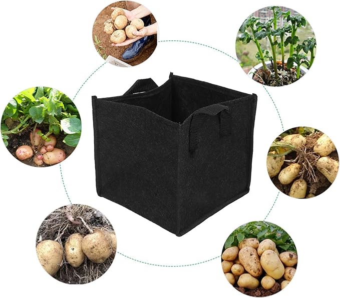 3Pcs Plant Growing Bag with Handles, Breathable Design Black Square Garden Vegetable Grow Container, Heavy Duty Fabric Raised Garden Bed, Thick Fabric Planting Pots for((3 gallons) 19.5*19.5*20)