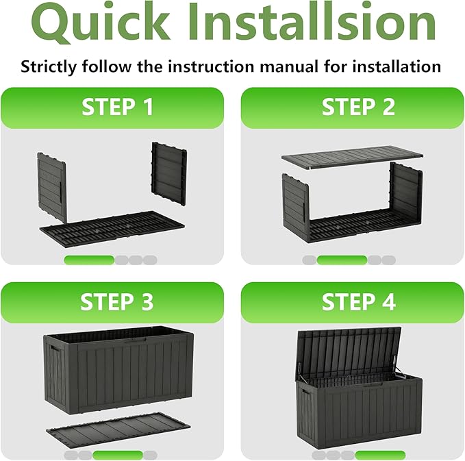 Oudoor Storage Deck Boxes Waterproof, Waterproof and UV Resistant Outdoor Storage Box Lockable Lid for Delivery Box, Indoor, Garden Tools, Pool Supplies, Patio (Black, 120 Gallon)