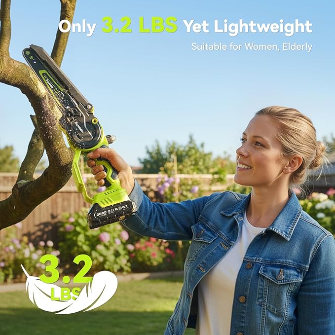Mini Chainsaw Cordless, 8 Inch & 6 Inch Electric Chainsaw Battery Powered, 1000W Brushless Handheld Power Chain Saw with 2 Batteries, Small Tree Saw for Branch Trimming Wood Cutting