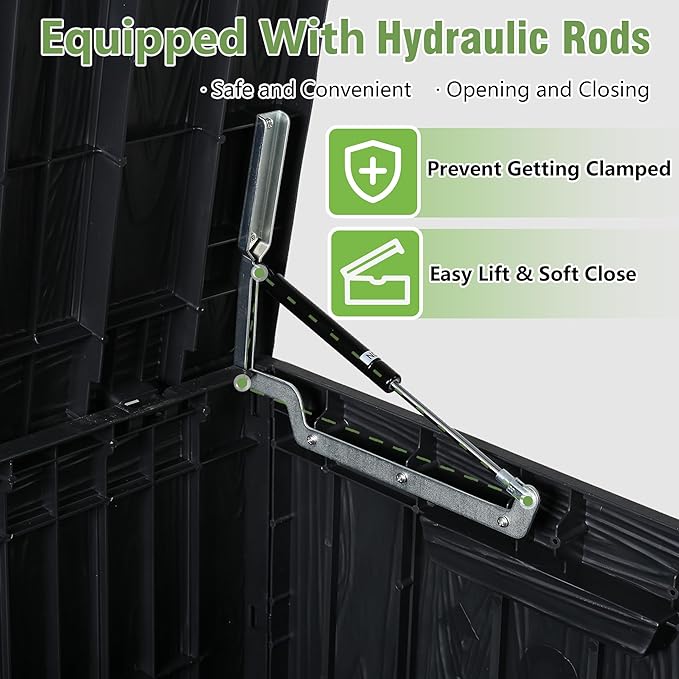Oudoor Storage Deck Boxes Waterproof, Waterproof and UV Resistant Outdoor Storage Box Lockable Lid for Delivery Box, Indoor, Garden Tools, Pool Supplies, Patio (Black, 120 Gallon)
