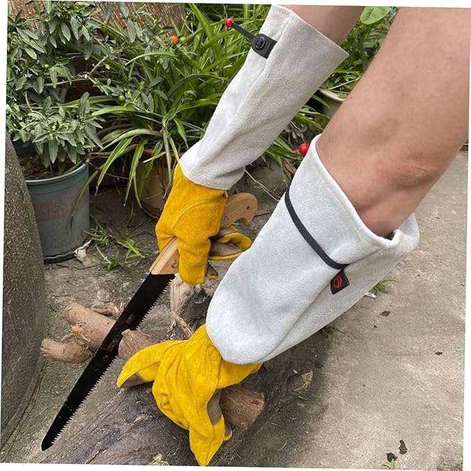Puncture-proof Leather Garden Gloves for Planting and Pruning, Extended Length 11.5cm, Cowhide Material, Thorn-resistant Labour Protection Gloves for Outdoor Gardening