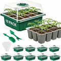 10 Pcks Seed Starter Tray 120 Cells Seed Starter Kit with Humidity Dome, Seed StartingTrays for Seed Seedling Planting Starter, Mini Greenhouse Plant Germination Trays（Green）