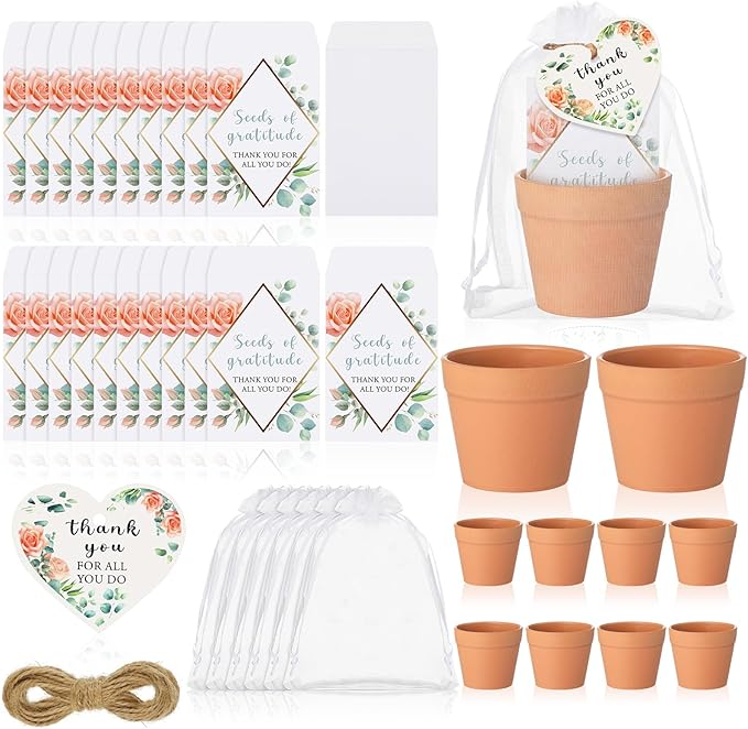Ctosree 24 Sets Employee Appreciation Gifts Thank You for All You Do Seed Packets Include Seed Packets Flowerpot Thanks Tags Organza Bags for Coworker Teacher Nurse Staff Appreciation Gifts