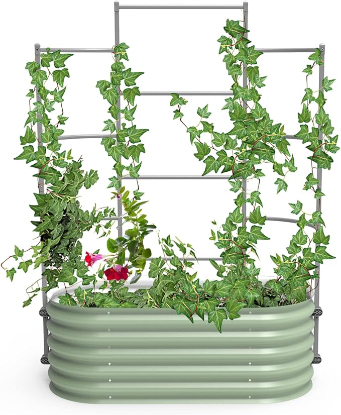 Vego Garden Modular Wall Trellis System, Triple Section 4.0' Long for 2.0' x 4.0' Garden Beds