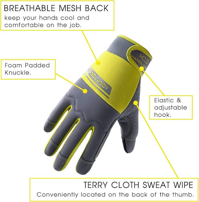 Work Gloves Men Work Gloves for Men Women Touch Screen,Thin Mechanic Working Gloves Lightweight